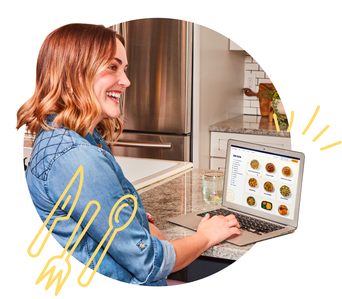 Woman placing an online order on her laptop