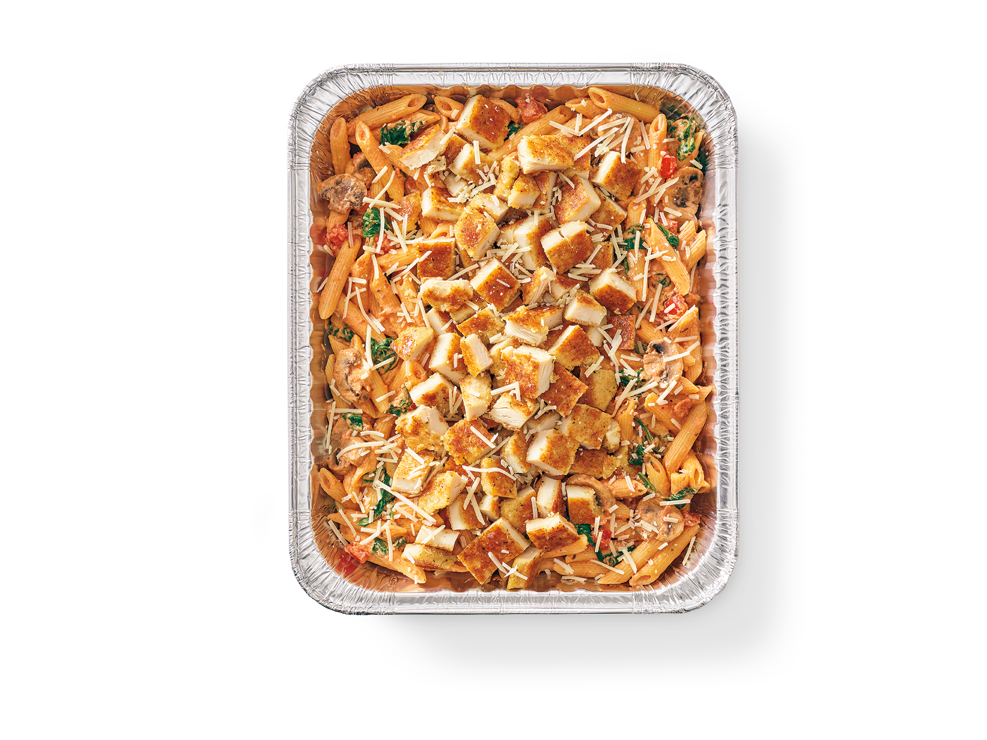 Catering Penne Rosa with Parmesan-Crusted Chicken