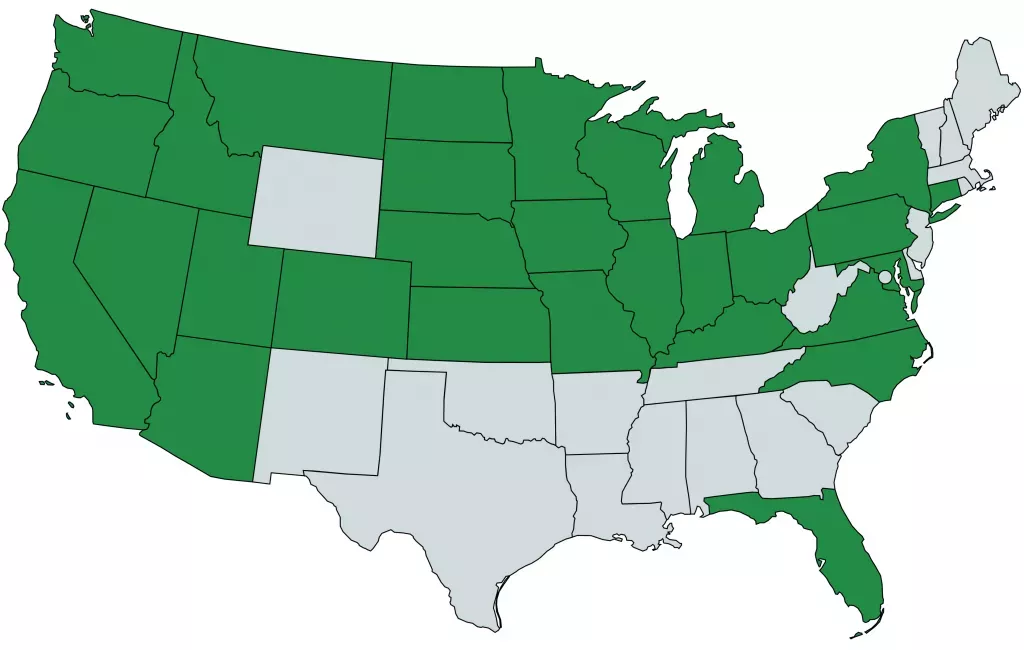 Map of states with Noodles career opportunities