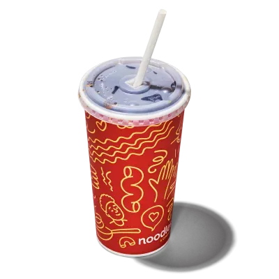 Noodles drink with compostable straw
