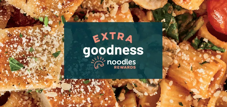 Extra Goodness Noodles Rewards. Image of Rigatoni Rosa with Parmesan Crusted Chicken