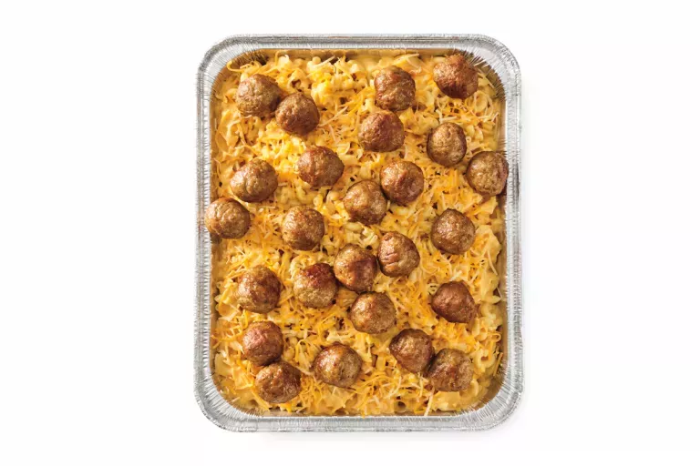 Catering Wisconsin Mac & Cheese with Oven-Roasted Meatballs