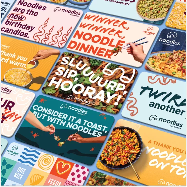 Different versions of Noodles &amp; Company gift cards