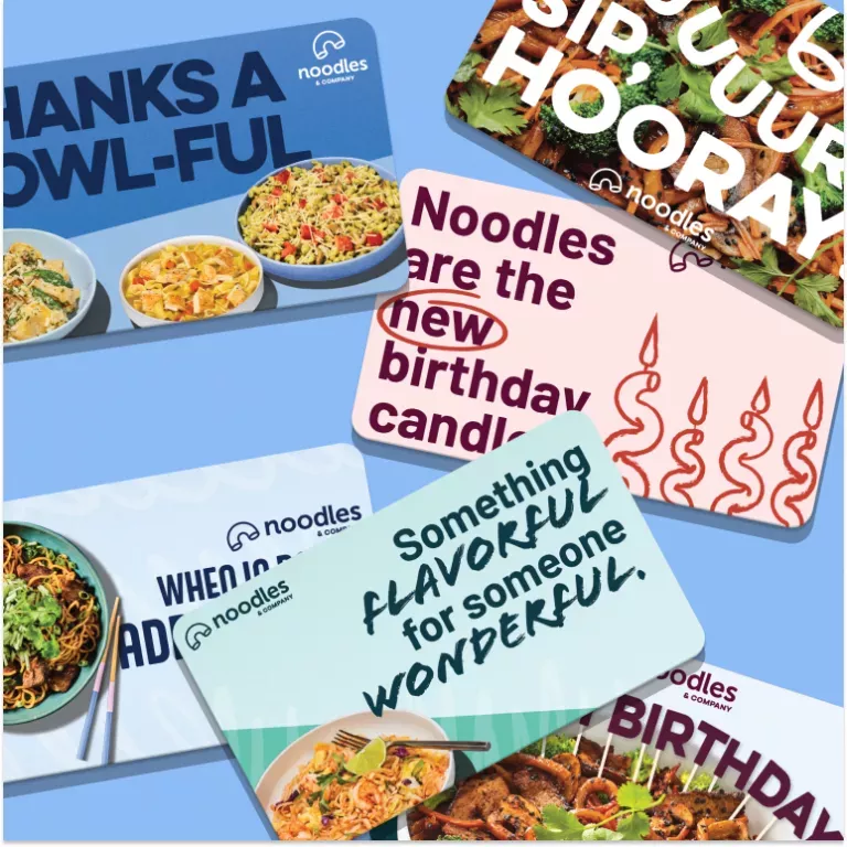 Different versions of Noodles &amp; Company gift cards
